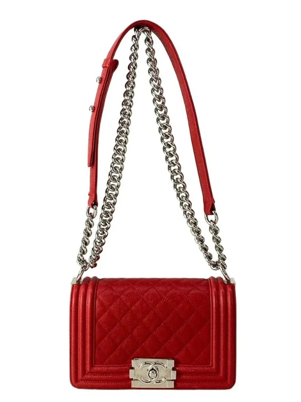 CHANEL Boy Chanel - Red Calfskin Shoulder Bag